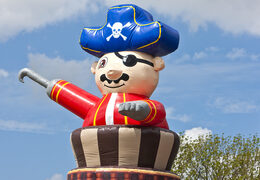 Na sprzedaż dmuchana wieża wspinaczkowa ze ściankami wspinaczkowymi, ze zjeżdżalnią i motywem pirackim dla dobrej zabawy dla dzieci. Zamów najlepsze dmuchane place zabaw w Europie od JB Dmuchance