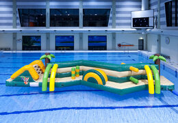 Kup unikalny podwójny nadmuchiwany tor przeszkód Zig Zag w motywie dżungli dla młodych i starszych. Zamów gry w nadmuchiwany basen już teraz online w JB Dmuchańce Polska