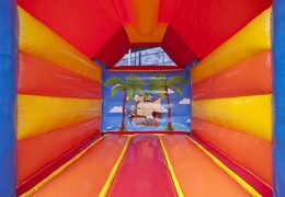 Kup średni nadmuchiwany zamek z piratem i bezludną wyspą w kolorze niebieskim do zabawy i wypożyczenia dla dzieci. Profesjonalne dmuchańce na sprzedaż z dostawą od JB Inflatables