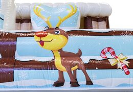  Do kupienia brązowy domek dmuchana chatka świętego mikołaja z dachem pokrytym śniegiem, z wnętrzem do dowolnej aranżacji. Zamów online dmuchane obiekty dekoracyjne od producenta JB Dmuchance