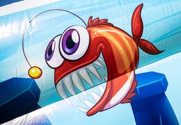 Kup duży nadmuchiwany otwarty park bąbelkowy o tematyce morskiej dla dzieci. Zamów dmuchane zamki do skakania w JB Dmuchańce Polska