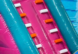 Opblaasbare waterstormbaan huren in flamingo thema voor kinderen