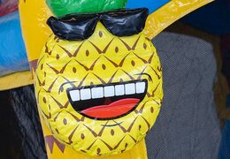 Dmuchany zamek Jumpy Happy Splash różowo żółty z kąpielą wodną i z motywem flaminga. Kolorowy plac wodny dla dzieci z opcja skakania zamów online w JB Dmuchance