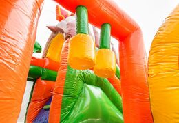 Wielofunkcyjny bramkarz w dinoświecie ze zjeżdżalnią, zabawnymi przedmiotami na powierzchni do skakania i przyciągającymi wzrok obiektami 3D dla dzieci. Zamów nadmuchiwane leżaczki online w JB Dmuchańce Polska