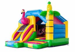 Zamów dmuchany zamek do skakania ze zjeżdżalnią z różowym flamingiem JB Dmuchańce Polska. Dmuchane zamki z motywem flamingów ze zjeżdżalnią na sprzedaż w JB Dmuchańce Polska