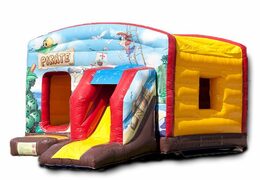 Mały zamek piracki dmuchany zadaszony ze zjeżdżalnią do zabawy dla dzieci idealny na urodziny i zabawę w ogrodzie. Kup dmuchańce z szybką wysyłką do domu w JB Dmuchance.