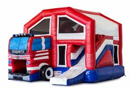 Kup dmuchany, wielofunkcyjny, dmuchany zamek do skakania ze zjeżdżalnią w stylu straży pożarnej dla dzieci. Zamów dmuchane zamki do skakania online w JB Dmuchańce Polska