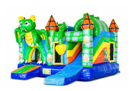 Na sprzedaż dmuchany zielony plac zabaw ze smokiem na bramce dla dzieci.  Zamów najlepsze profesjonalne dmuchańce na sprzedaż z dostawą do domu od JB Dmuchance