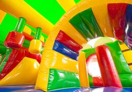 Średni dmuchany leżaczek wielozadaniowy ze zjeżdżalnią z motywem krokodyla dla dzieci. Zamów nadmuchiwane leżaczki online w JB Dmuchańce Polska