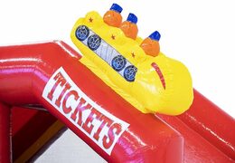 Zamów nadmuchiwany dmuchany zamek kombi z motywem kolejki górskiej w kolorze czerwonym dla dzieci