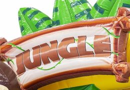 Nadmuchiwany leżaczek z motywem dżungli ze zjeżdżalnią z dużą małpą gorylem dla dzieci