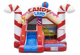 Slide combo opblaasbaar springkussen met glijbaan in candy thema kopen voor kinderen