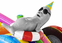 Kup nadmuchiwaną poduszkę powietrzną ze zjeżdżalnią ze zwierzętami imprezowymi dla dzieci