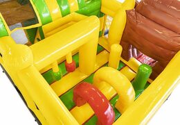 Zamów nadmuchiwaną poduszkę powietrzną w motywie bananowej małpy ze zjeżdżalnią dla dzieci