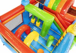 Zamów nadmuchiwaną poduszkę powietrzną z motywem tropikalnym ze zjeżdżalniami i przedmiotami w poduszce dla dzieci