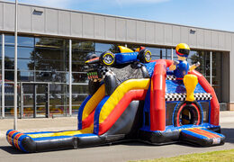 Nadmuchiwany super leżaczek z motywem Formuły 1 ze zjeżdżalnią dla dzieci