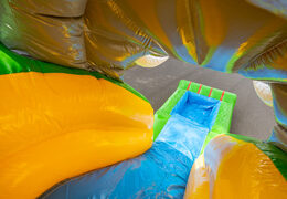 Nadmuchiwany duży bramkarz z motywem dżungli ze zjeżdżalnią dla dzieci na sprzedaż