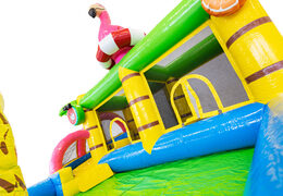 Dmuchany zamek dla dzieci z motywem Flamingo. Kup pontony online w JB Dmuchańce Polska