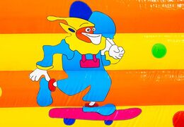 Dmuchany zamek z detalami klauna