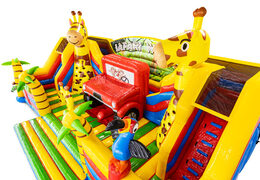 Żyrafa palma papuga dmuchany zamek w tematyce safari