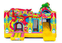 Temat w stylu Ibizy z dwoma salamandrami na dmuchanym zamku Multiplay