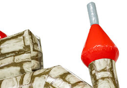 Czerwona wieżyczka na standardowym zamku dmuchanym Grey Brick od JB w Meppel