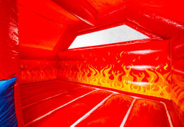 Zamknięty dmuchany zamek Slide Combo Dubbelslide o tematyce strażackiej dostępny do zakupu online w JB