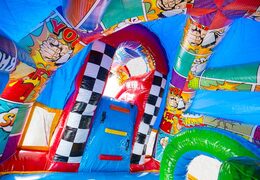 Nadmuchiwany zamek dmuchany A-frame Super Comic z zabawnymi komiksami na sprzedaż