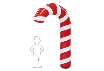 Kup bezpośrednio 3,5 metrowy dmuchany czerwono biały lizak pałeczka choinkowa dekoracja do postawienia na dachu budynku. Zainwestuj w wytrzymałe dekoracje świąteczne do parków rozrywki tylko od JB Dmuchance 