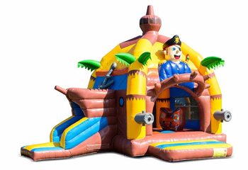 Kup nadmuchiwany, wielofunkcyjny, super dmuchany zamek do wnętrz ze zjeżdżalnią w pirackim motywie dla dzieci. Zamów dmuchane zamki online w JB Dmuchańce Polska