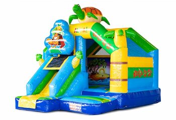 Dmuchany zamek do skakania w stylu hawajskim do kupienia dla dzieci. Zamów dmuchane zamki do skakania ze zjeżdżalnią w JB Dmuchańce Polska
