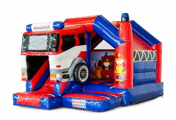 Na sprzedaż dmuchany plac zabaw zamek combo ze zjeżdżalnią i motywem strazy pożarnej dla dzieci. Kup z szybką wysyłką od producenta dmuchane atrakcje w JB Dmuchance.