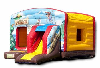 Mały zamek piracki dmuchany zadaszony ze zjeżdżalnią do zabawy dla dzieci idealny na urodziny i zabawę w ogrodzie. Kup dmuchańce z szybką wysyłką do domu w JB Dmuchance.