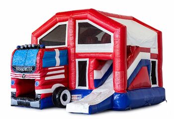 Kup dmuchany, wielofunkcyjny, dmuchany zamek do skakania ze zjeżdżalnią w stylu straży pożarnej dla dzieci. Zamów dmuchane zamki do skakania online w JB Dmuchańce Polska