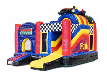 Na sprzedaż dmuchany wielozadaniowy skakaniec plac zabaw ze zjeżdżalnią z motywem Formuły 1 dla dzieci.  Zamów trwałe skakańce online w JB Dmuchance