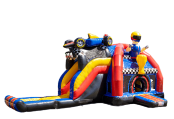 Kup multiplay super poduszkę powietrzną w motywie Formuły 1 z samochodem wyścigowym na górze dla dzieci