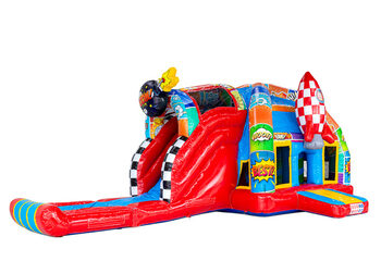 Komiksy przedstawione na poduszce powietrznej - Zamek dmuchany A-frame Super Comic dostępny w JB Inflatables