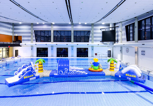 Kup teraz podwójny tor przeszkód rozbudowana atrakcja wodna dla dzieci z motywem surfera. Zamów online dmuchane tory wodne które przyciągną wzrok klientów od JB Dmuchance