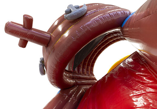 Kup mini 9-metrowy tor przeszkód z piracką łodzią z obiektami 3D dla dzieci. Zamów nadmuchiwane tory przeszkód już teraz online w JB Dmuchańce Polska