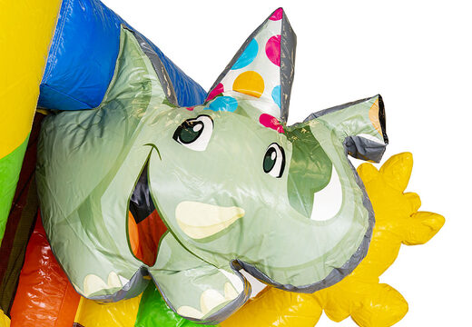 Mini dmuchany zamek dla wielu graczy w motywie imprezowym ze zjeżdżalnią do kupienia dla dzieci. Zamów mini dmuchane zamki ze zjeżdżalnią w JB Dmuchańce Polska