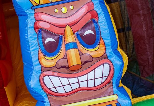 Kup dmuchany zamek do skakania boss slidebox w motywie Hawaje ze zjeżdżalnią dla dzieci. Zamów dmuchane zamki online w JB Dmuchańce Polska