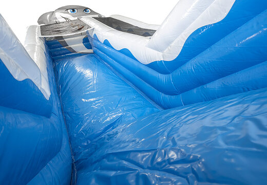 Kup Shark Slide Super z wesołymi kolorami, obiektami 3D i ładnym nadrukiem na bocznych ścianach. Zamów nadmuchiwane zjeżdżalnie już teraz online w JB Dmuchańce Polska