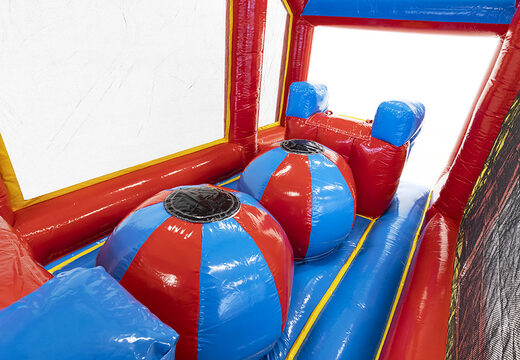 Nadmuchiwany, modułowy 19-metrowy tor przeszkód w stylu rollercoastera, obiekty 3D i podwójny tor w różnych motywach dla dzieci. Kup nadmuchiwane tory przeszkód online już teraz w JB Dmuchańce Polska