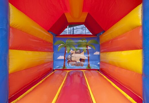 Kup średni nadmuchiwany zamek z piratem i bezludną wyspą w kolorze niebieskim do zabawy i wypożyczenia dla dzieci. Profesjonalne dmuchańce na sprzedaż z dostawą od JB Inflatables