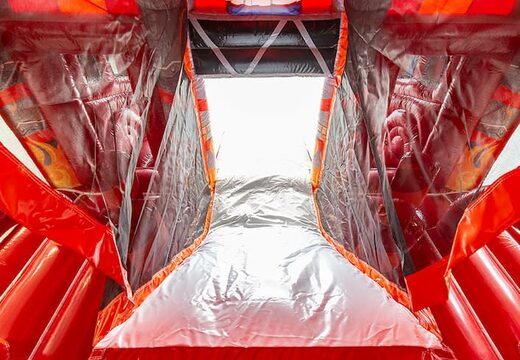 Nadmuchiwany wielofunkcyjny dmuchany zamek straży pożarnej ze zjeżdżalnią w środku i obiektami 3D dla dzieci. Zamów dmuchane zamki online w JB Dmuchańce Polska