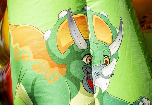 Na sprzedaż mały nadmuchiwany dmuchany zamek z dachem i zjeżdżalnią w motywie dinozaura. Kup dmuchane zamki online w JB Dmuchańce Polska