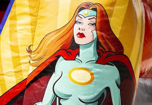 Zamów mały dmuchany zamek z dachem w motywie superbohatera dla dzieci. Kup dmuchane zamki w JB Dmuchańce Polska online