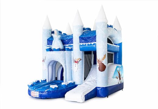 Na sprzedaż wielozadaniowy dmuchany plac zabaw ze zjeżdżalnią w klimacie krainy lodu dla dzieci.  Zamów trwałe skakańce online w JB Dmuchance