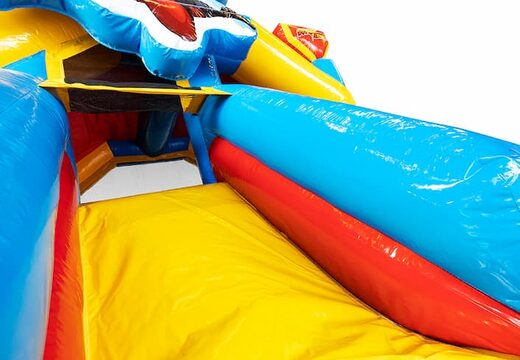 Sprzedam dmuchany zamek kombi z motywem superbohatera dla dzieci. Zamów teraz dmuchane zamki ze zjeżdżalnią w JB Dmuchańce Polska