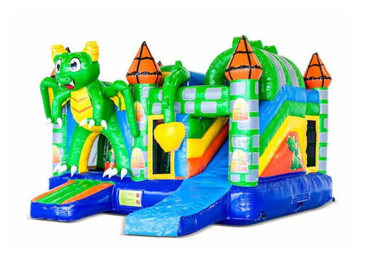 Na sprzedaż dmuchany zielony plac zabaw ze smokiem na bramce dla dzieci.  Zamów najlepsze profesjonalne dmuchańce na sprzedaż z dostawą do domu od JB Dmuchance